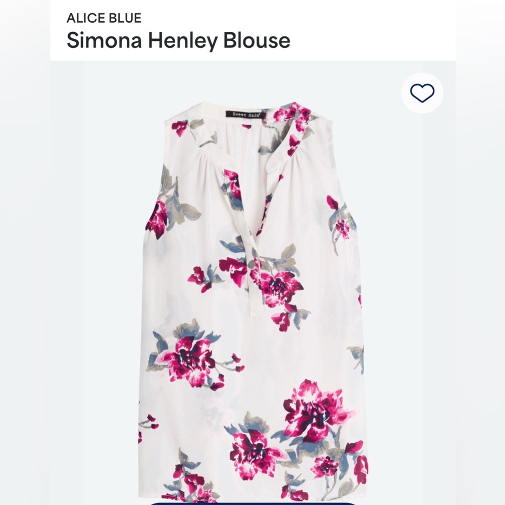 Alice Blue Cream Sleeveless Blouse with Floral V-Neckline